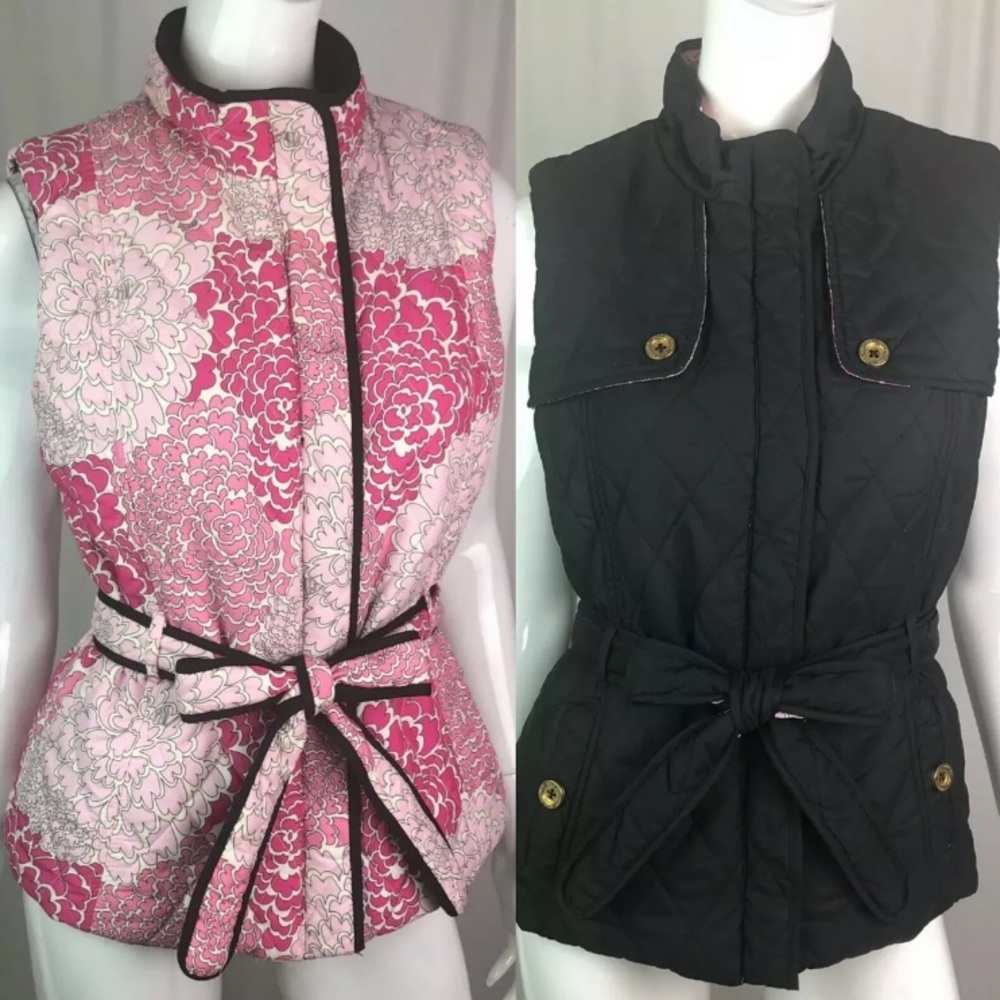 Lilly Pulitzer Floral Puffer Zip Reversible Vest